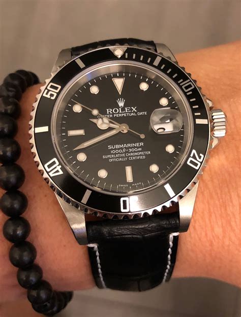 rolex with leather|Rolex submariner leather.